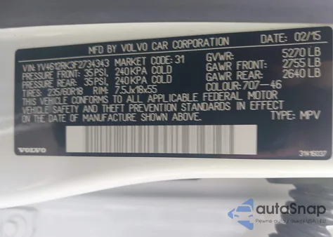 2015 Volvo Xc60 T5/T5 Premier from USA, damaged, VIN YV4612RK3F2734343